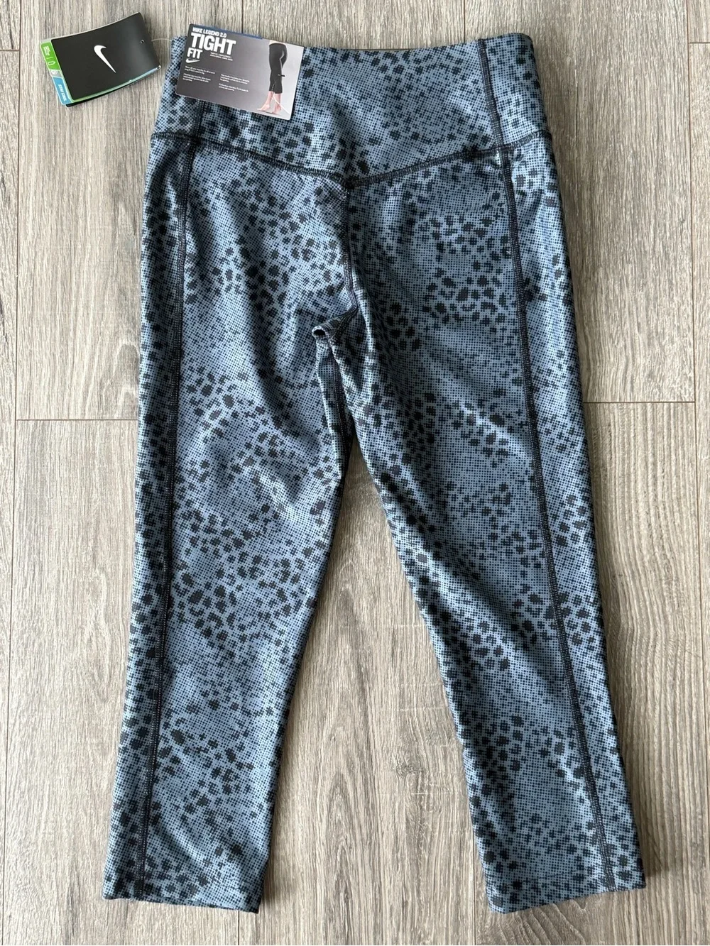 Nike Blue & Black Printed Athletic Capri Leggings